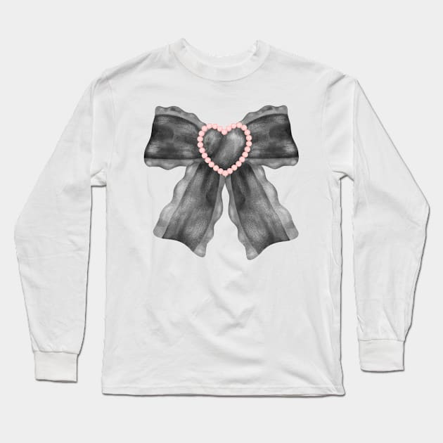 coquette black bow ribbon Long Sleeve T-Shirt by Berenicelee23
